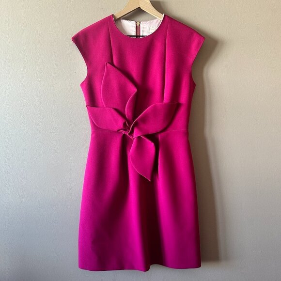 Women's 2 (6) Ted Baker London Magenta Polly Structured Bow Mini Dress Bold Fun - Picture 4 of 11